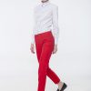 Красные брюки с контрастным швом